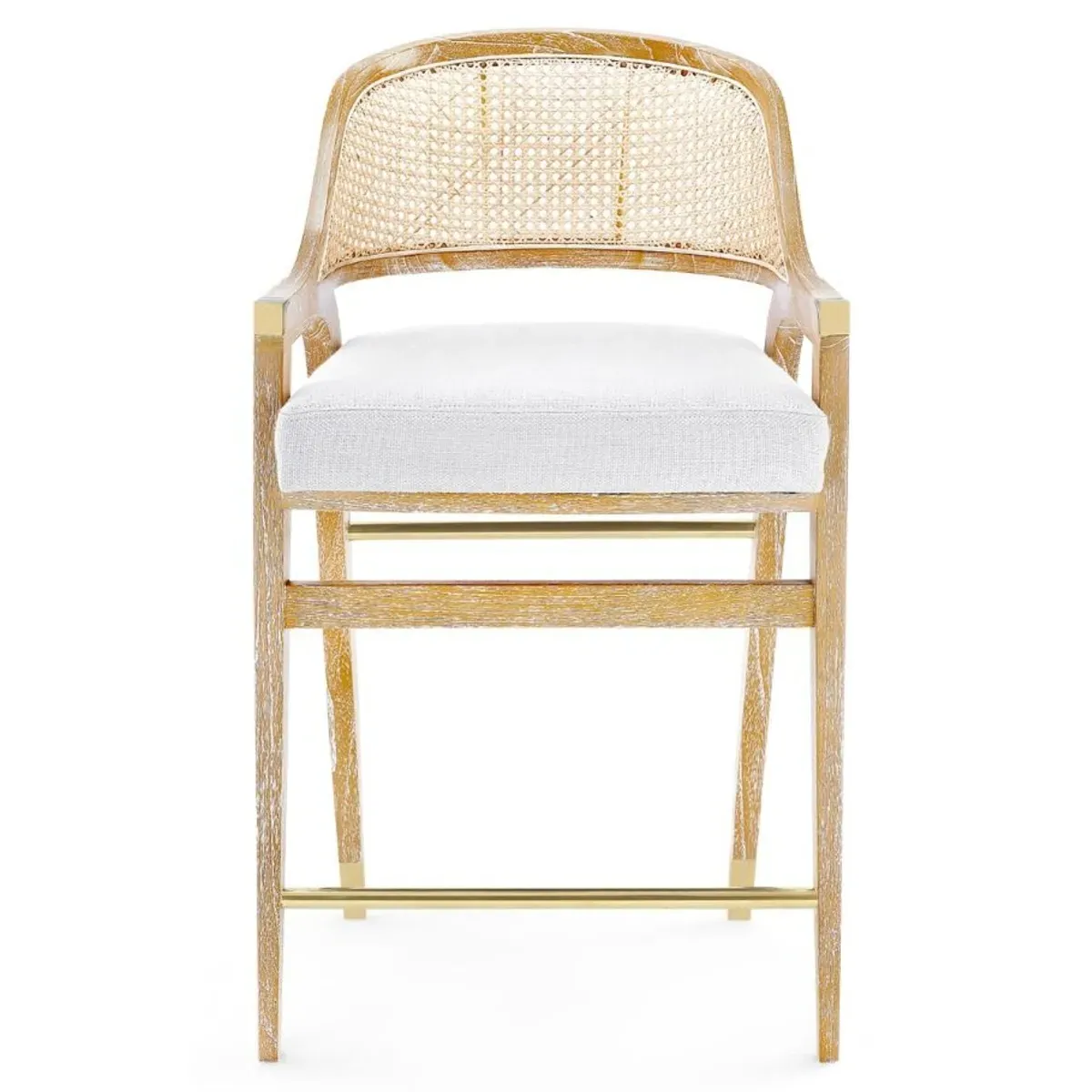 Edward Counter Stool with Woven Cane - Natural, Mahogany