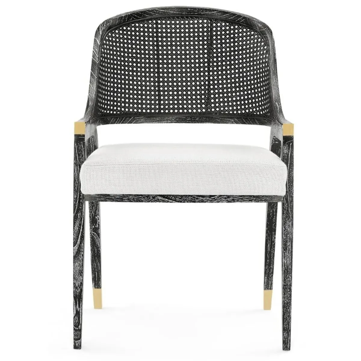 Edward Dining Arm Chair with Woven Cane - Black, Mahogany image