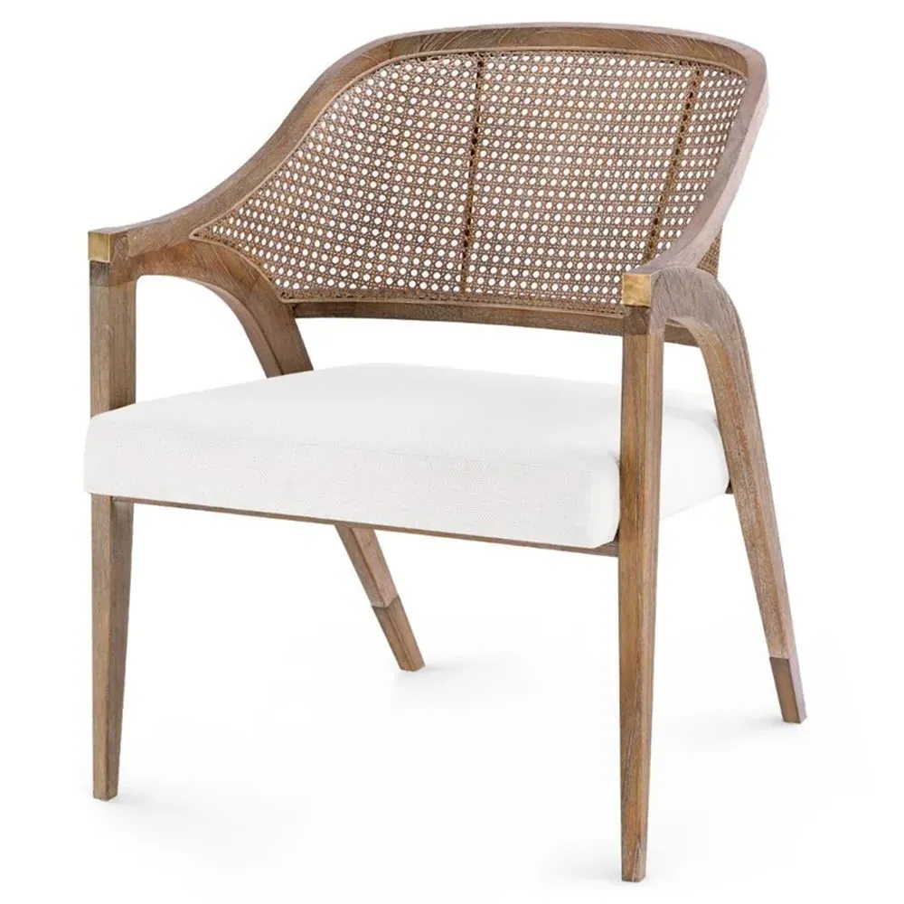 Edward Lounge Chair - White, Mahogany
