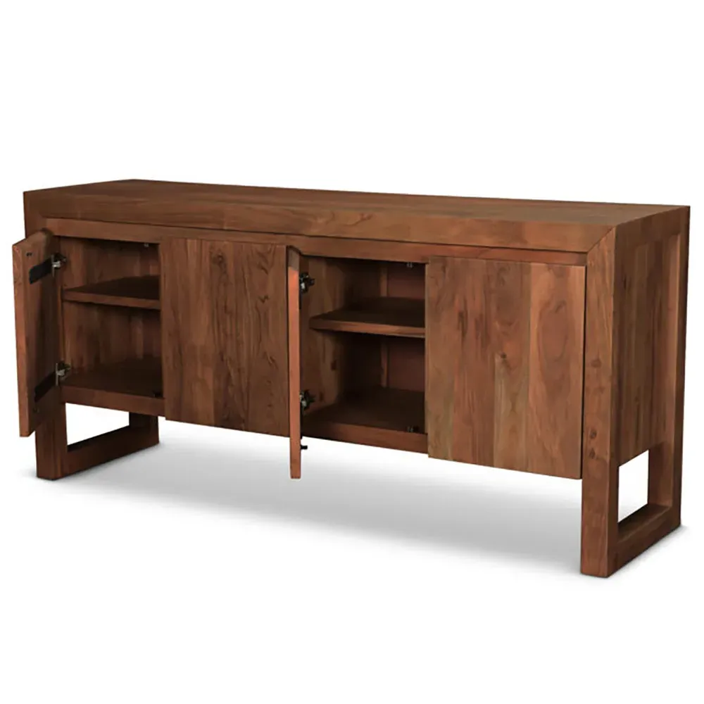 Edward Sideboard with Adjustable Shelves - Brown, Acacia Wood
