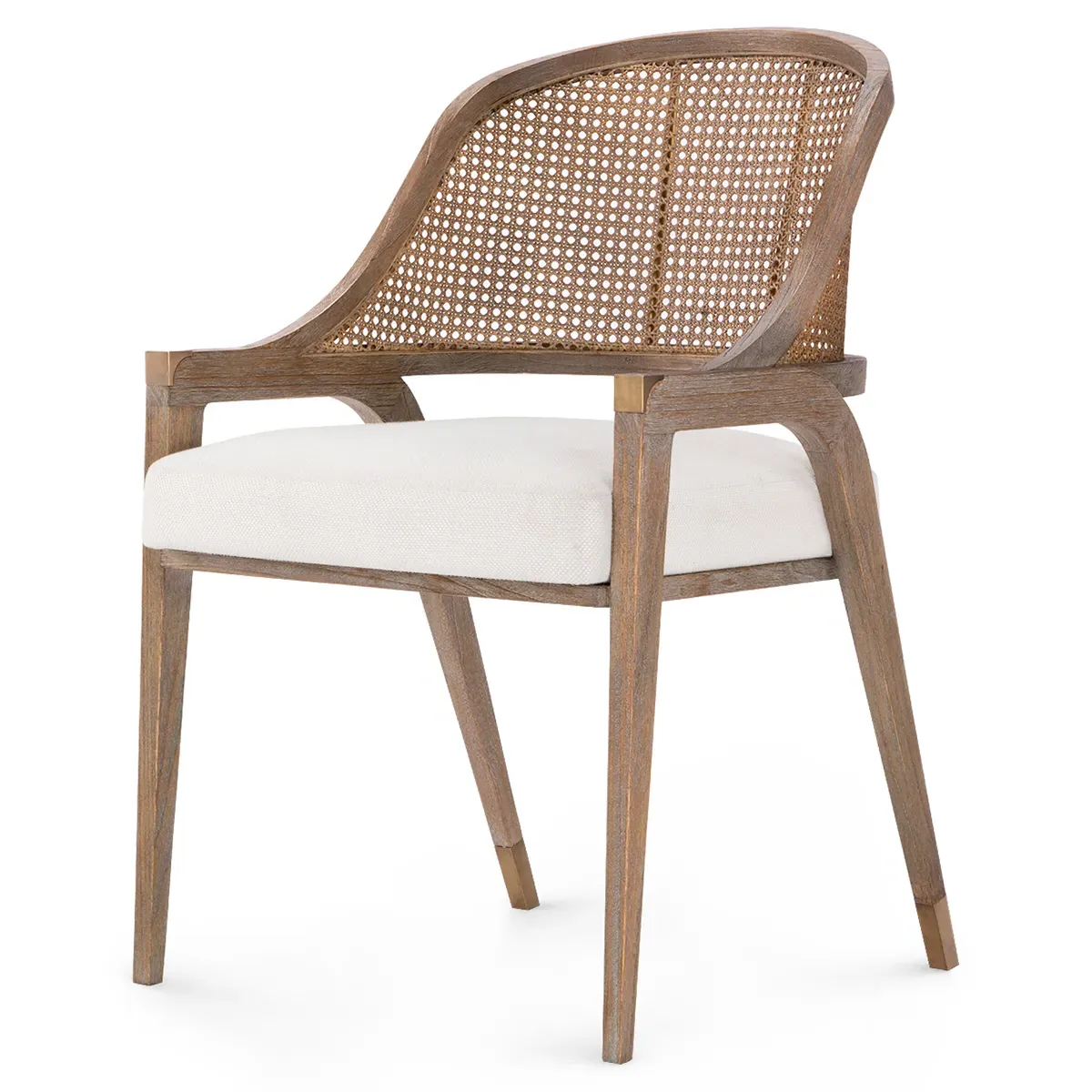 Edward Upholstered Dining Arm Chair - White, Linen