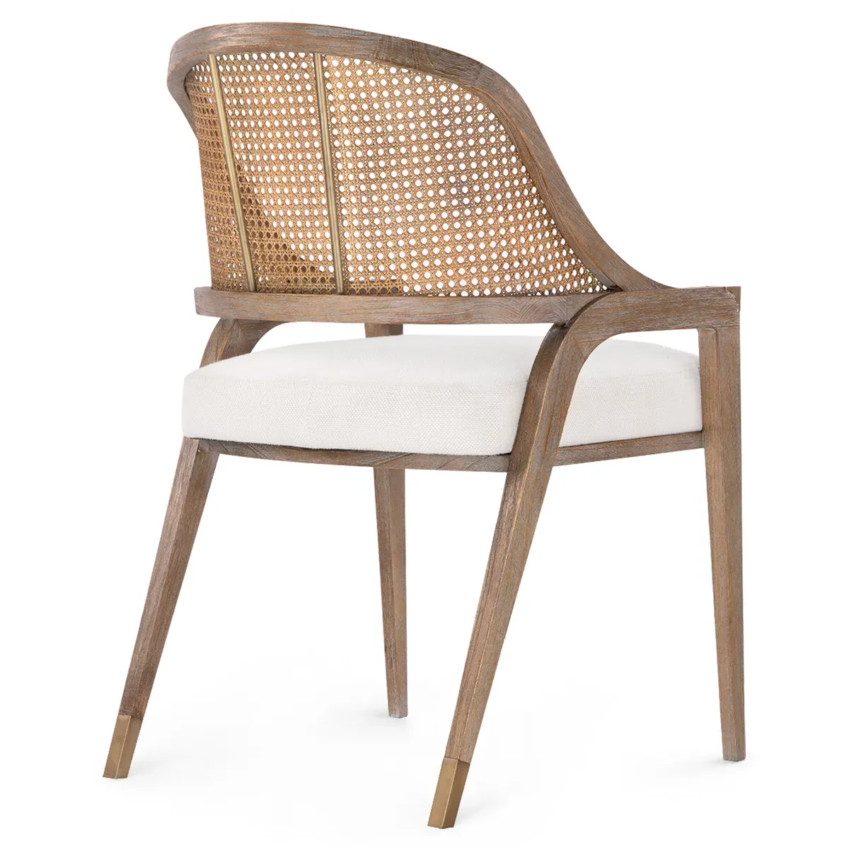 Edward Upholstered Dining Arm Chair - White, Linen