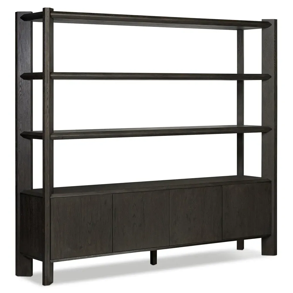 Edward Wide Bookcase - Smoked Black, Oak