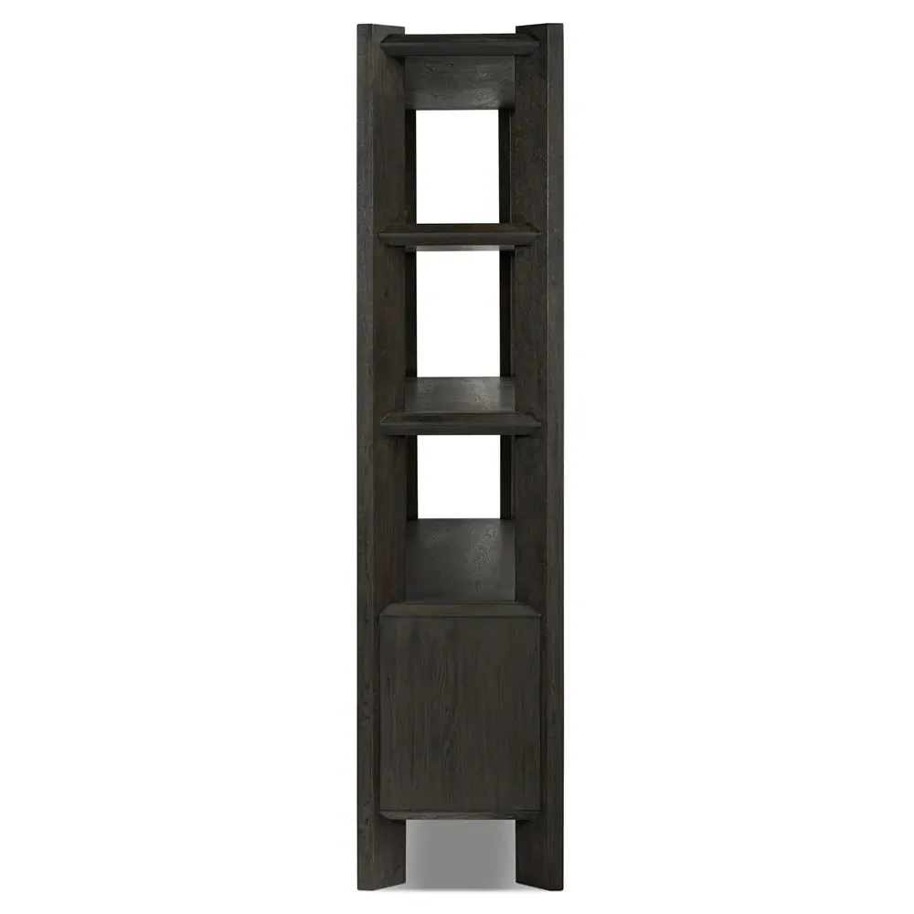 Edward Wide Bookcase - Smoked Black, Oak