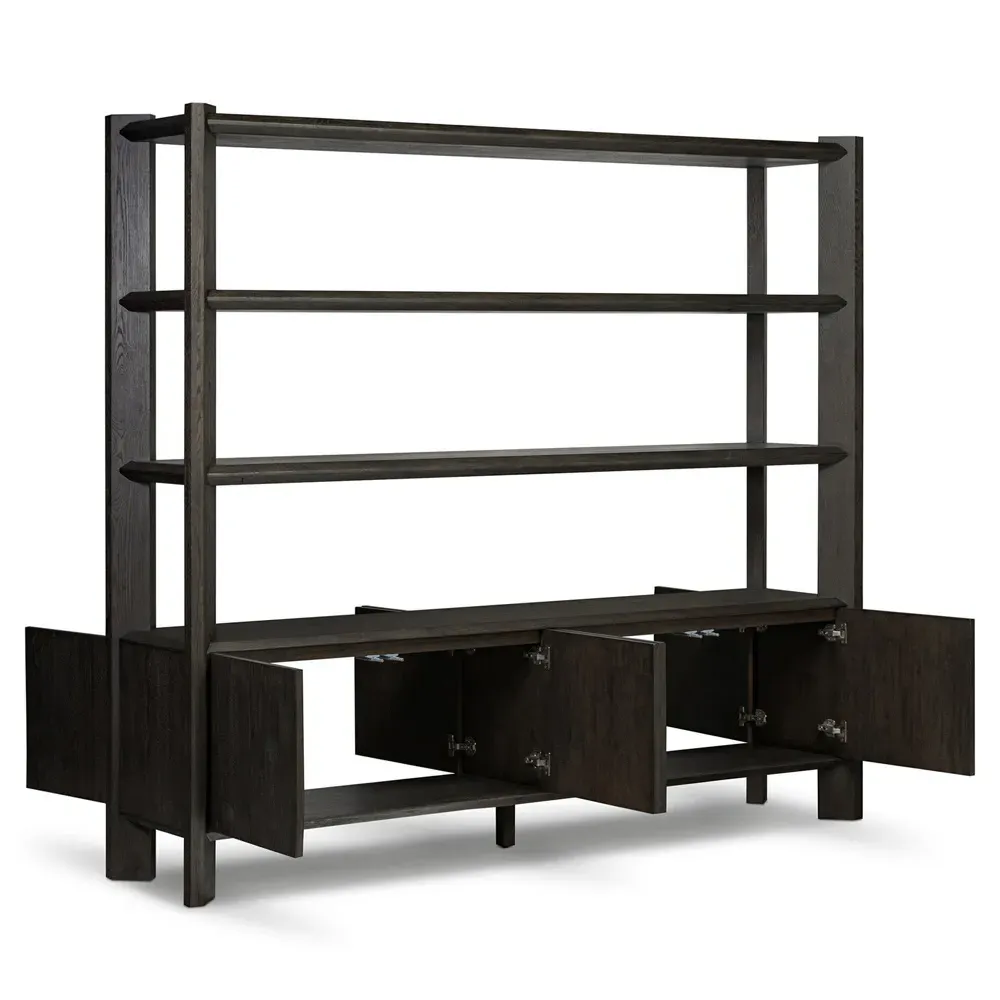 Edward Wide Bookcase - Smoked Black, Oak