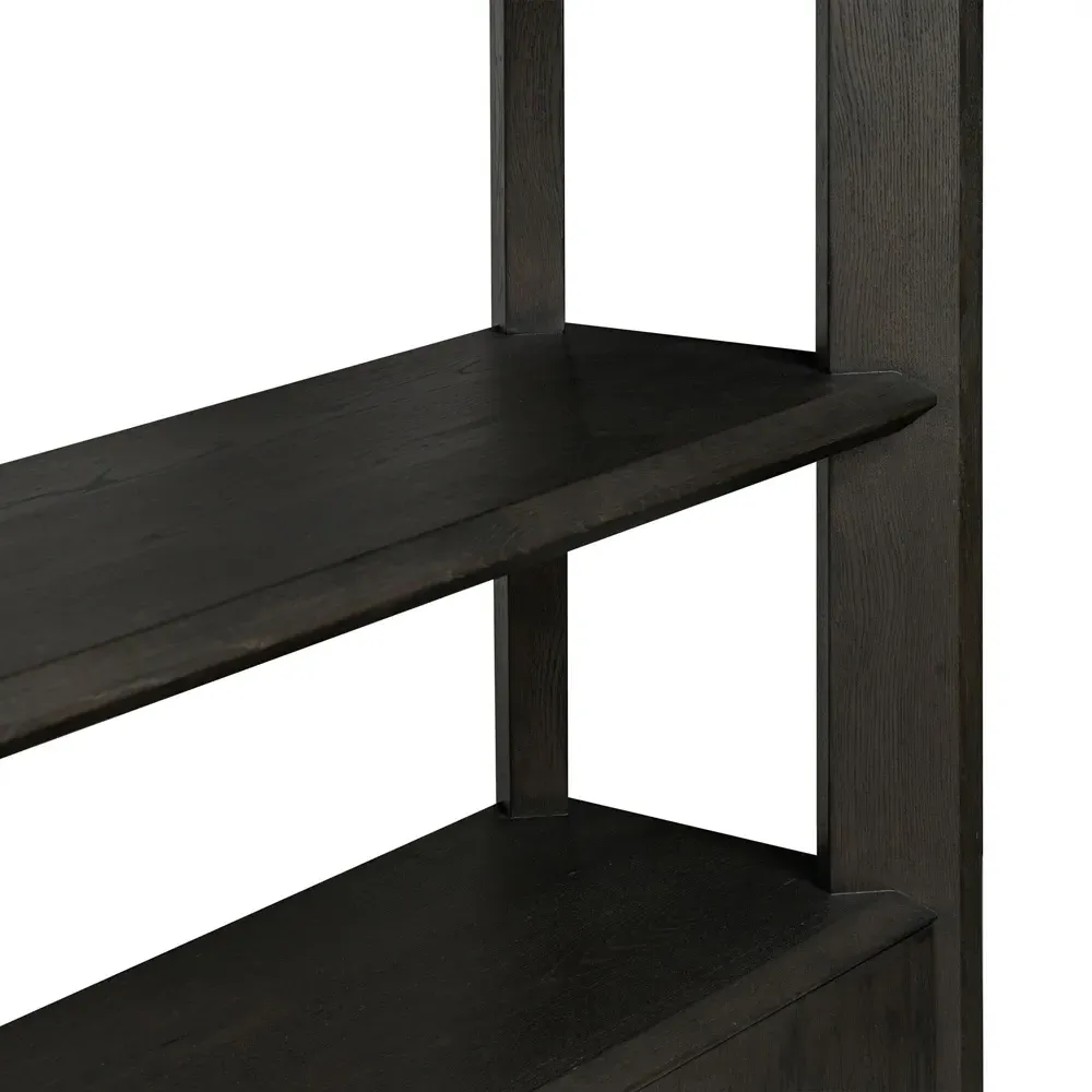 Edward Wide Bookcase - Smoked Black, Oak
