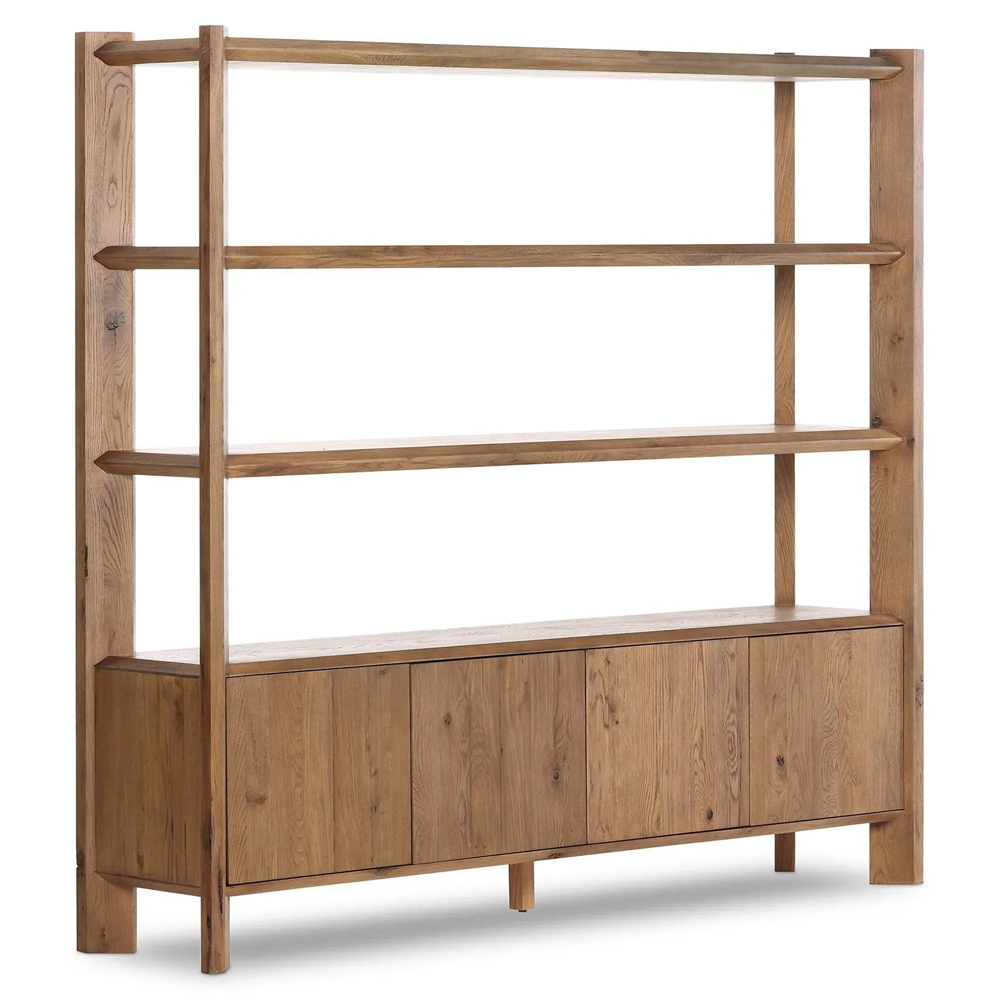 Edward Wide Bookcase - Worn Brown, Oak