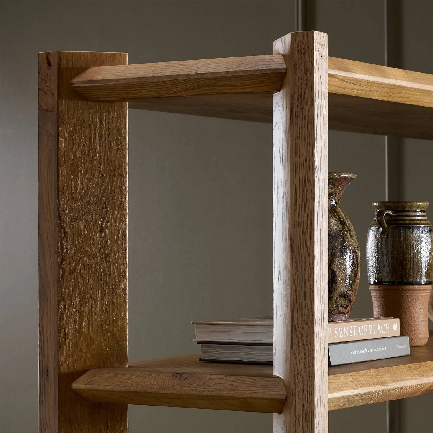 Edward Wide Bookcase - Worn Brown, Oak