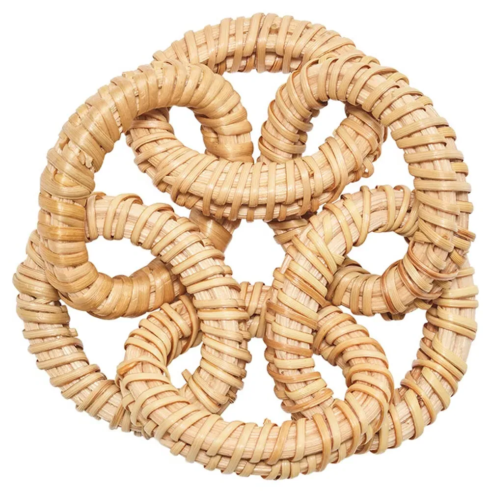 Edwina Rattan Link Napkin Ring Set - Natural