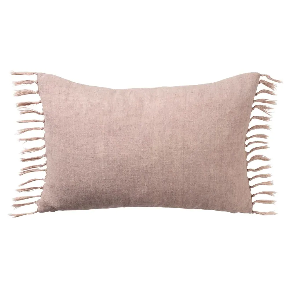 Effie Lumbar Pillow with Tassels - Blush, Linen image