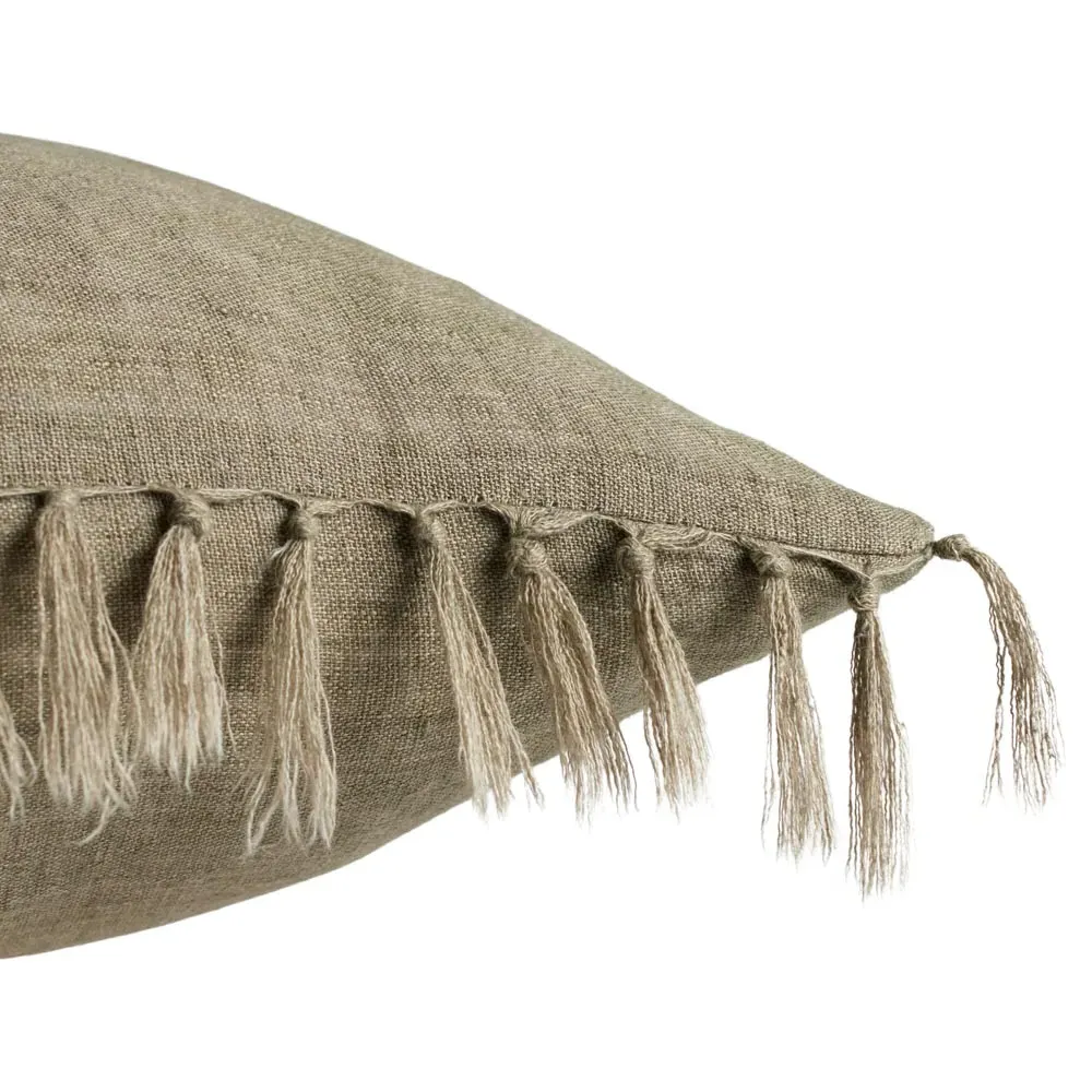 Effie Lumbar Pillow with Tassels - Sage, Linen
