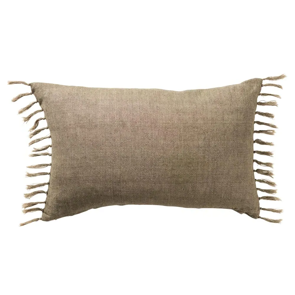 Effie Lumbar Pillow with Tassels - Sage, Linen