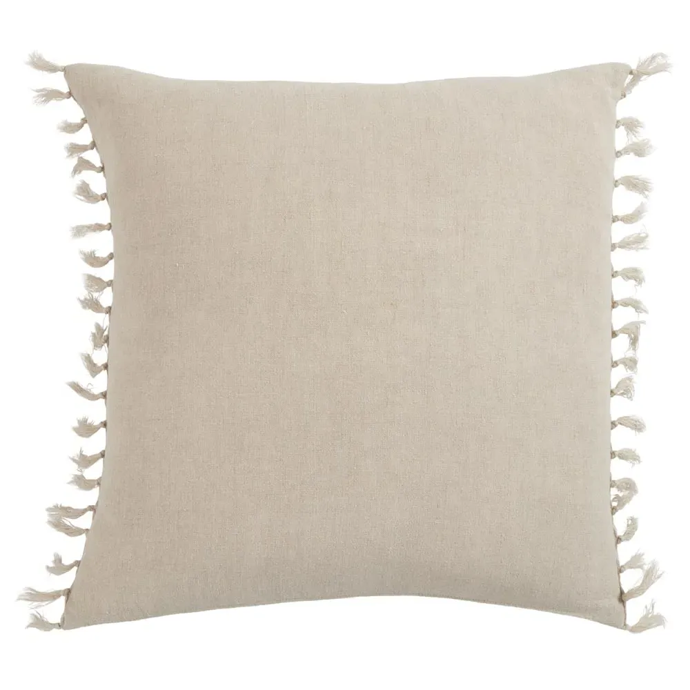 Effie Tassel Throw Pillow - Light Grey, Linen