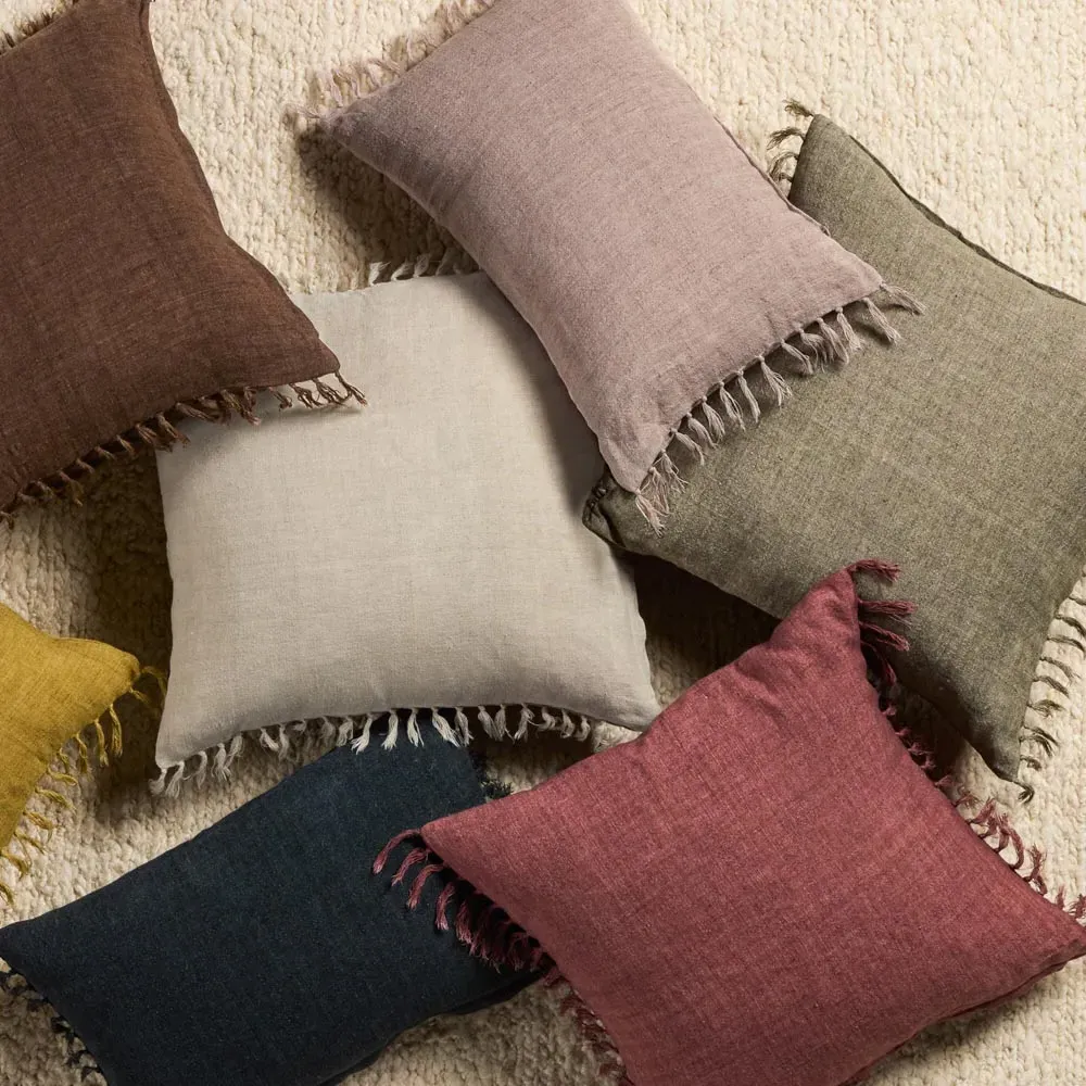 Effie Tassel Throw Pillow - Sage, Linen