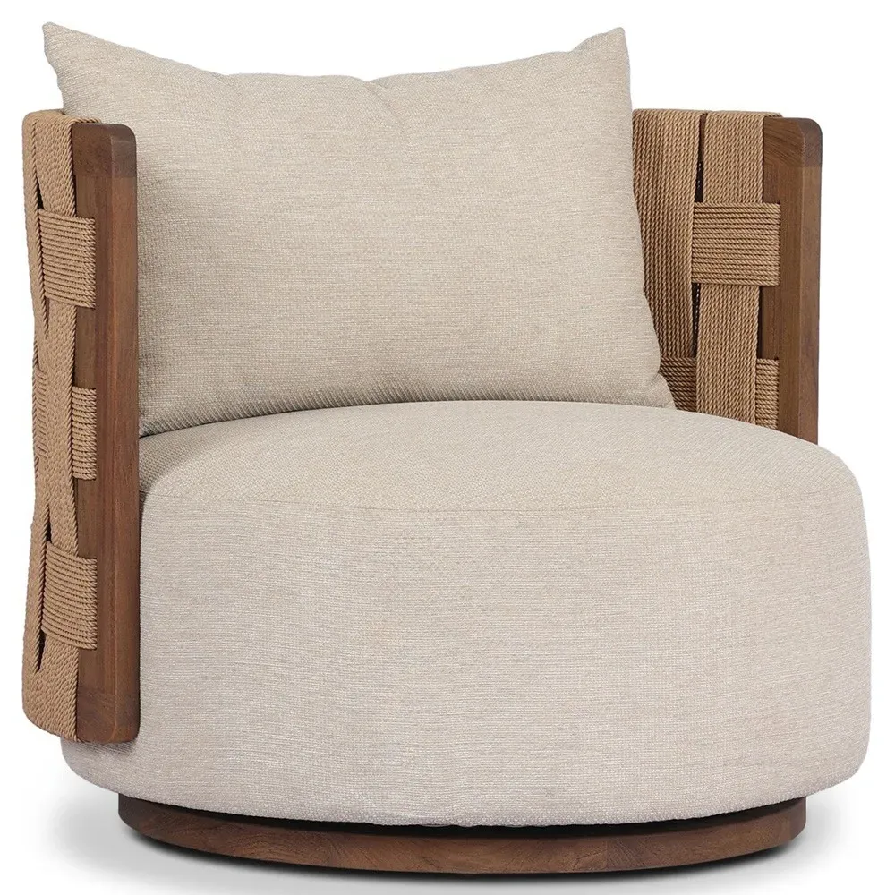 Egbert Swivel Barrel Chair - Brown, Teak