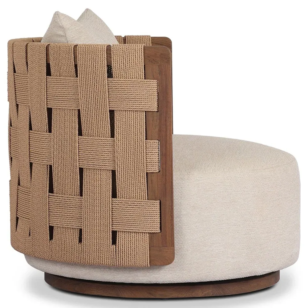 Egbert Swivel Barrel Chair - Brown, Teak