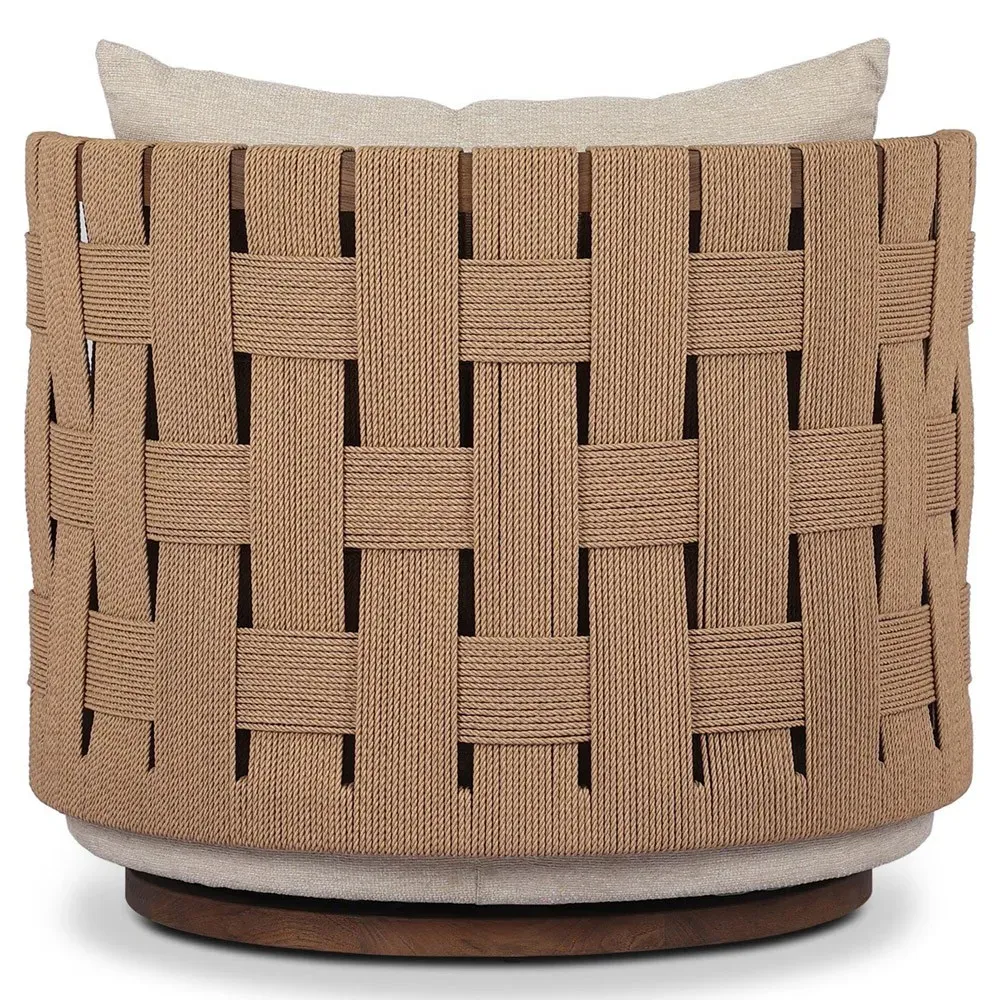 Egbert Swivel Barrel Chair - Brown, Teak