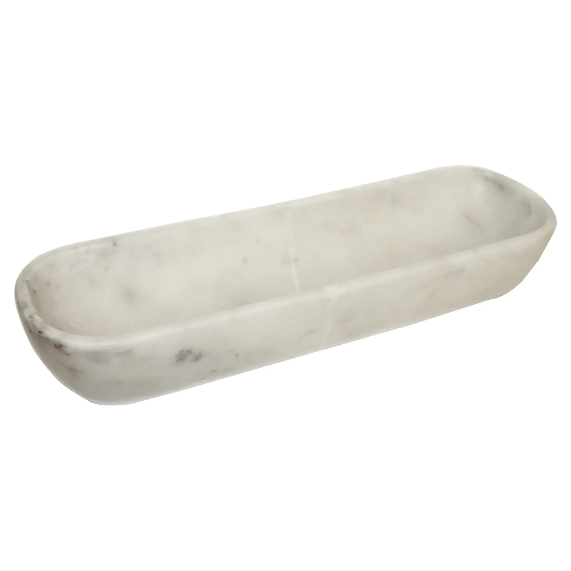 Eira 18" Oval Bowl - White, Marble