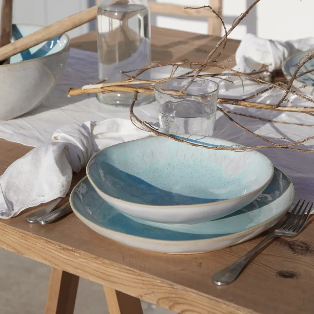 Eivissa Dinner Plate Set of 4 - Sea Blue, Stoneware