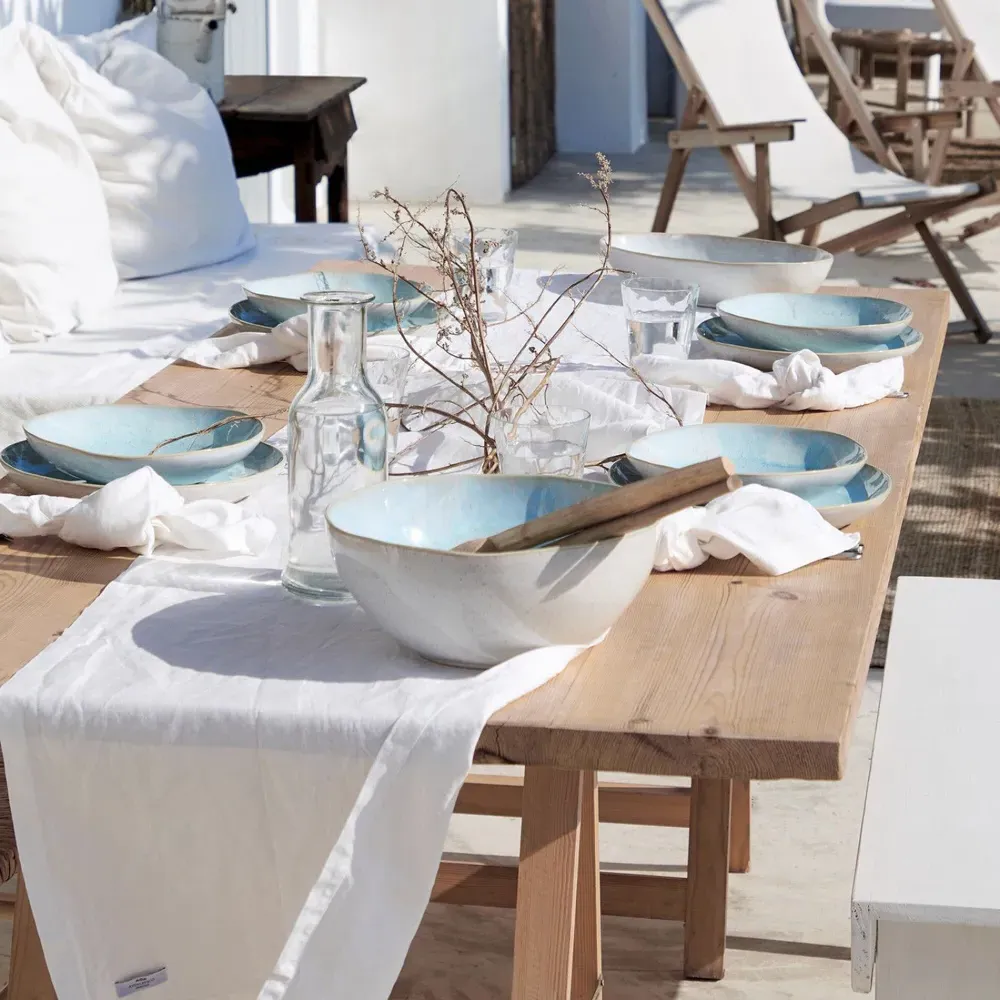 Eivissa Dinner Plate Set of 4 - Sea Blue, Stoneware