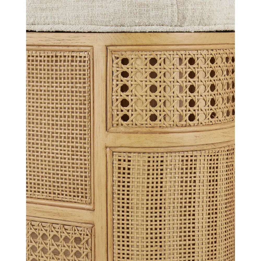 Elaina Storage Bench with Rattan - Beige, Oak