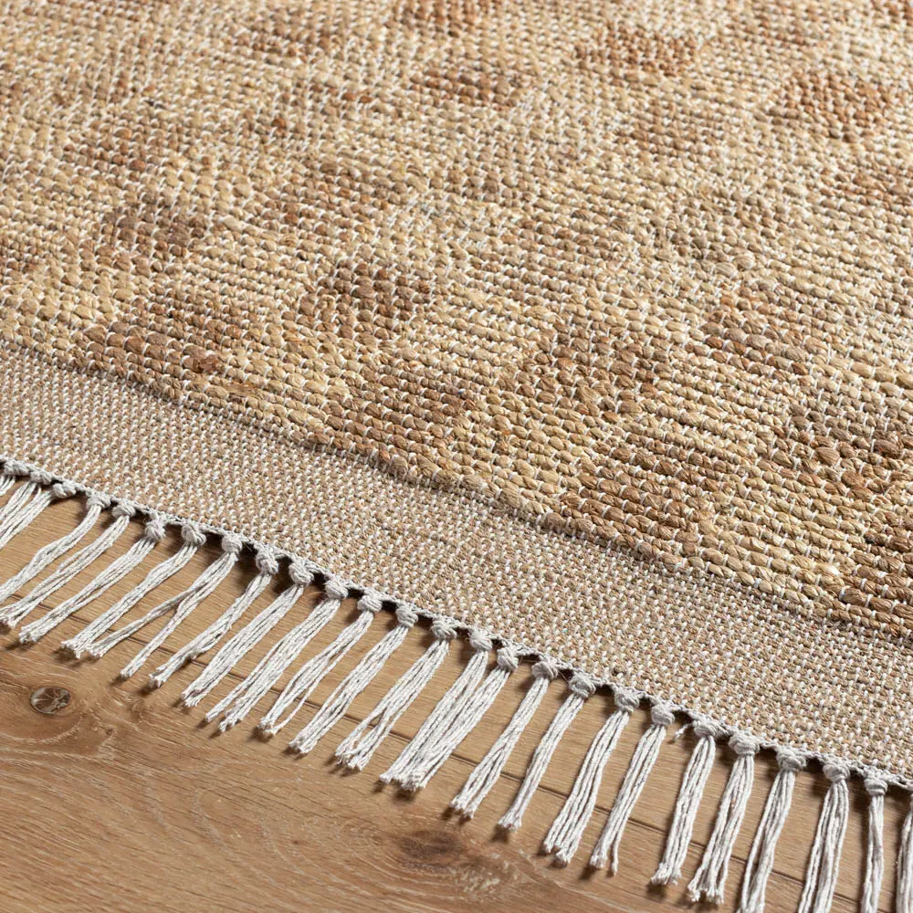 Elaine Checkered Rug - Beige, Jute