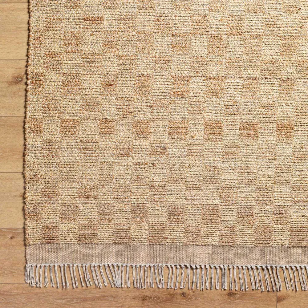 Elaine Checkered Rug - Beige, Jute