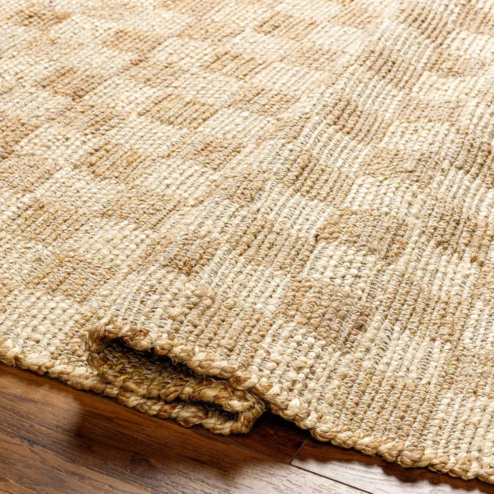 Elaine Checkered Rug - Beige, Jute