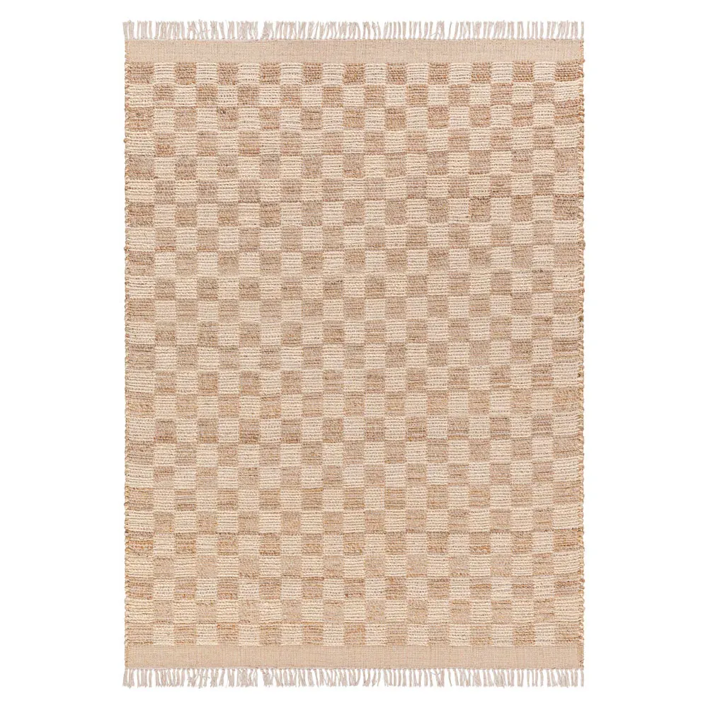Elaine Checkered Rug - Beige, Jute