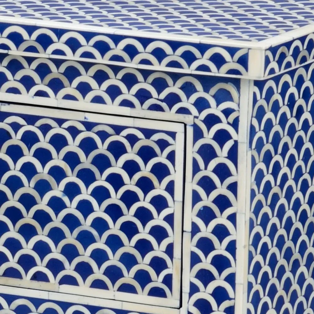 Elaine Fish Scale Bone Inlay Console Table - Blue