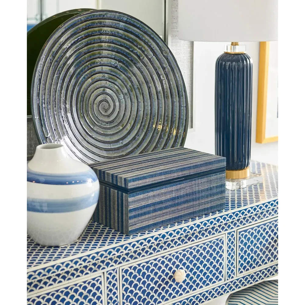 Elaine Fish Scale Bone Inlay Console Table - Blue