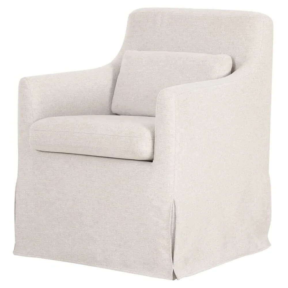 Elaine Slipcovered Dining Arm Chair - Beige image