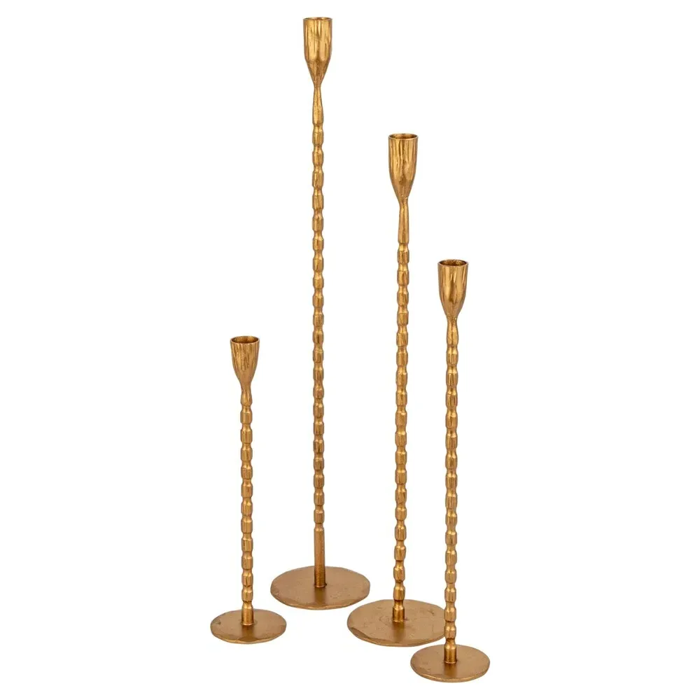 Elani Taper Candleholder Set of 4 - Brass, Iron