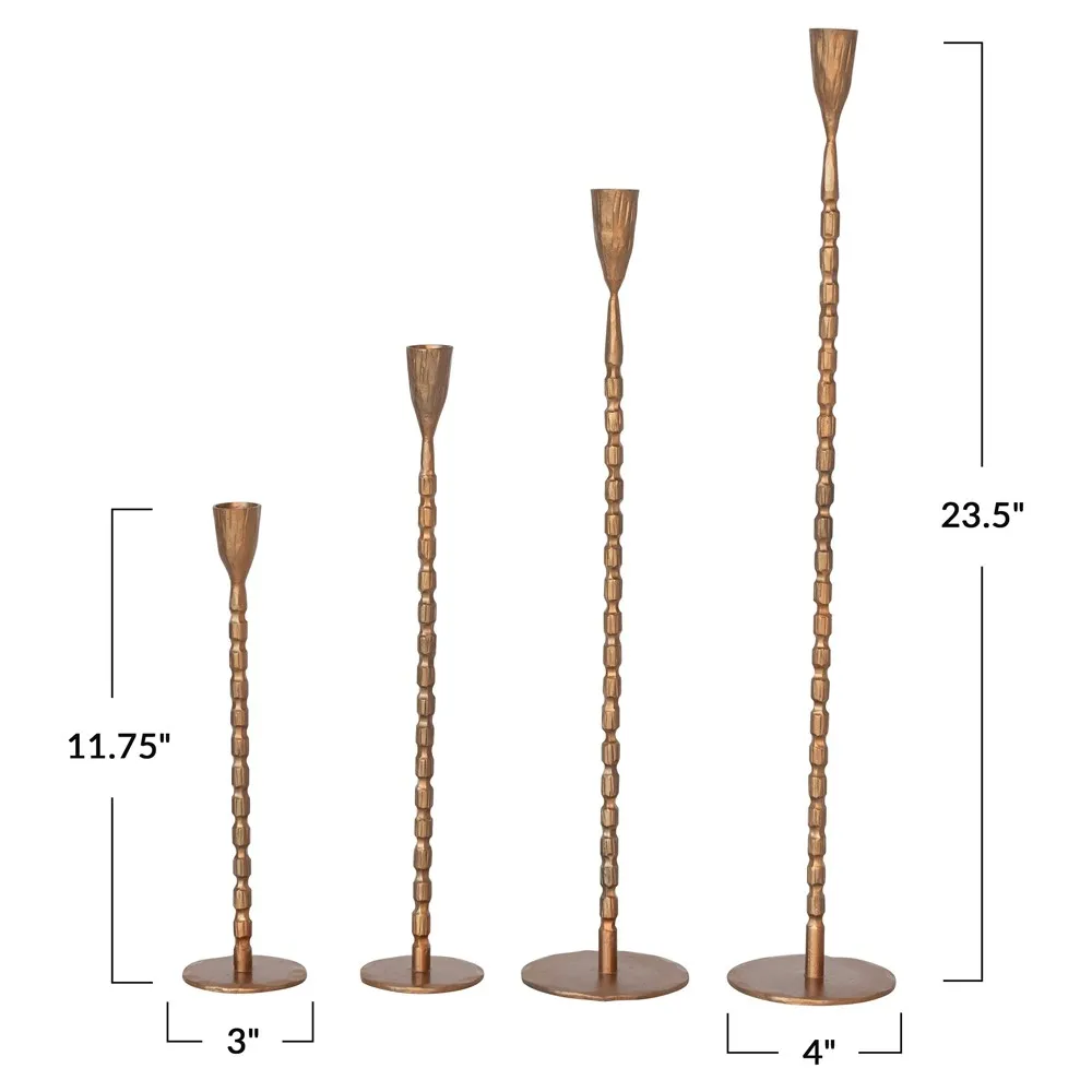 Elani Taper Candleholder Set of 4 - Brass, Iron