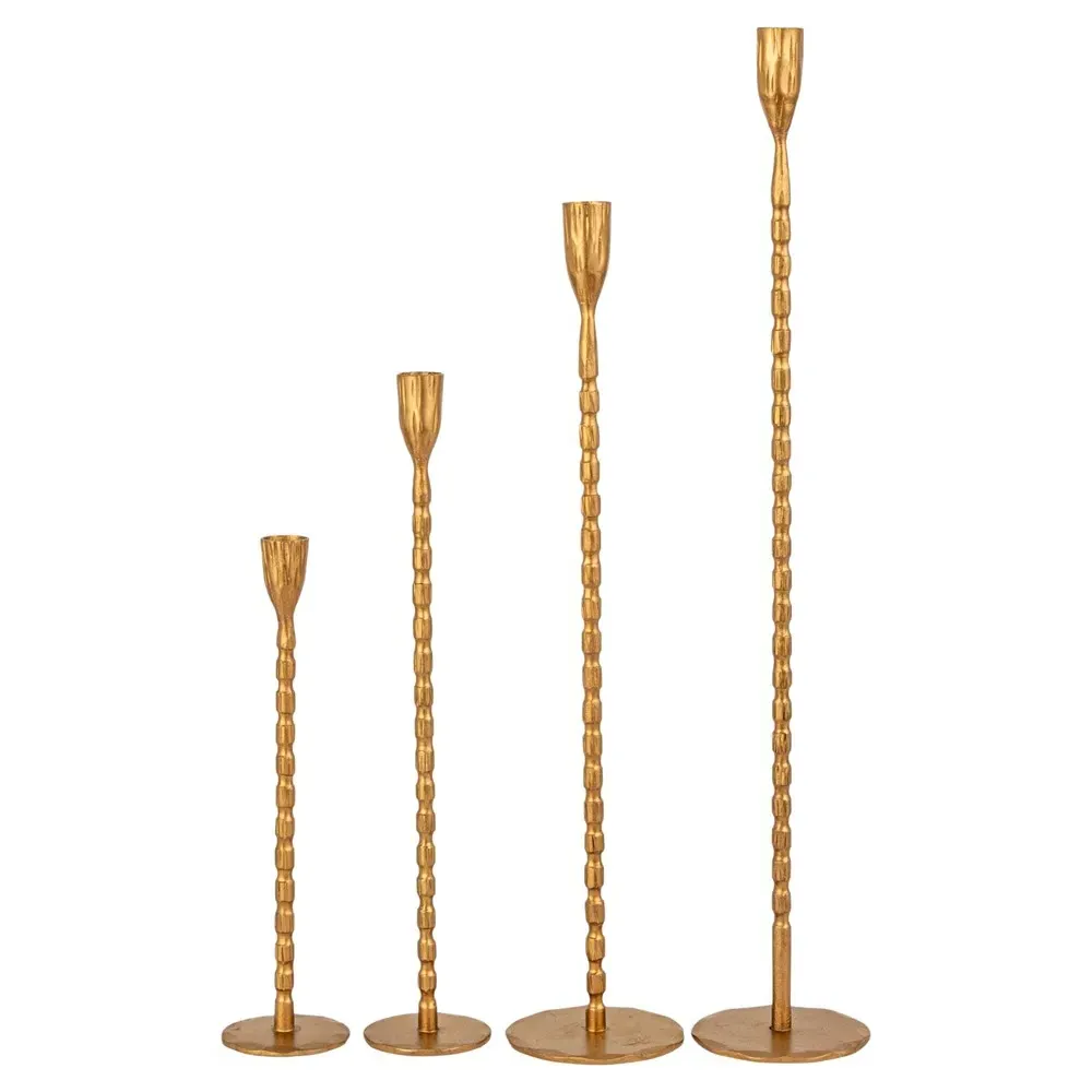 Elani Taper Candleholder Set of 4 - Brass, Iron image