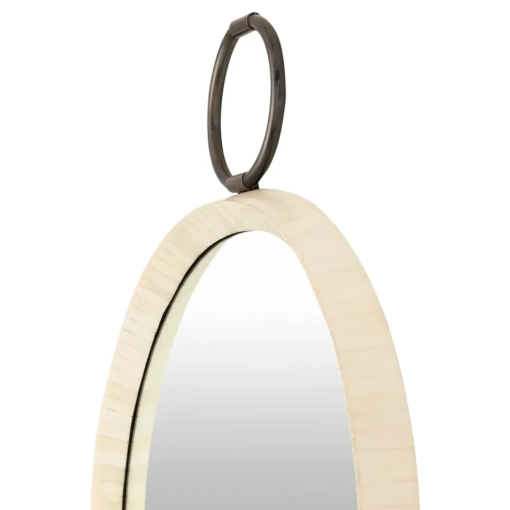 Elara Round Wall Mirror - Cream, Bone