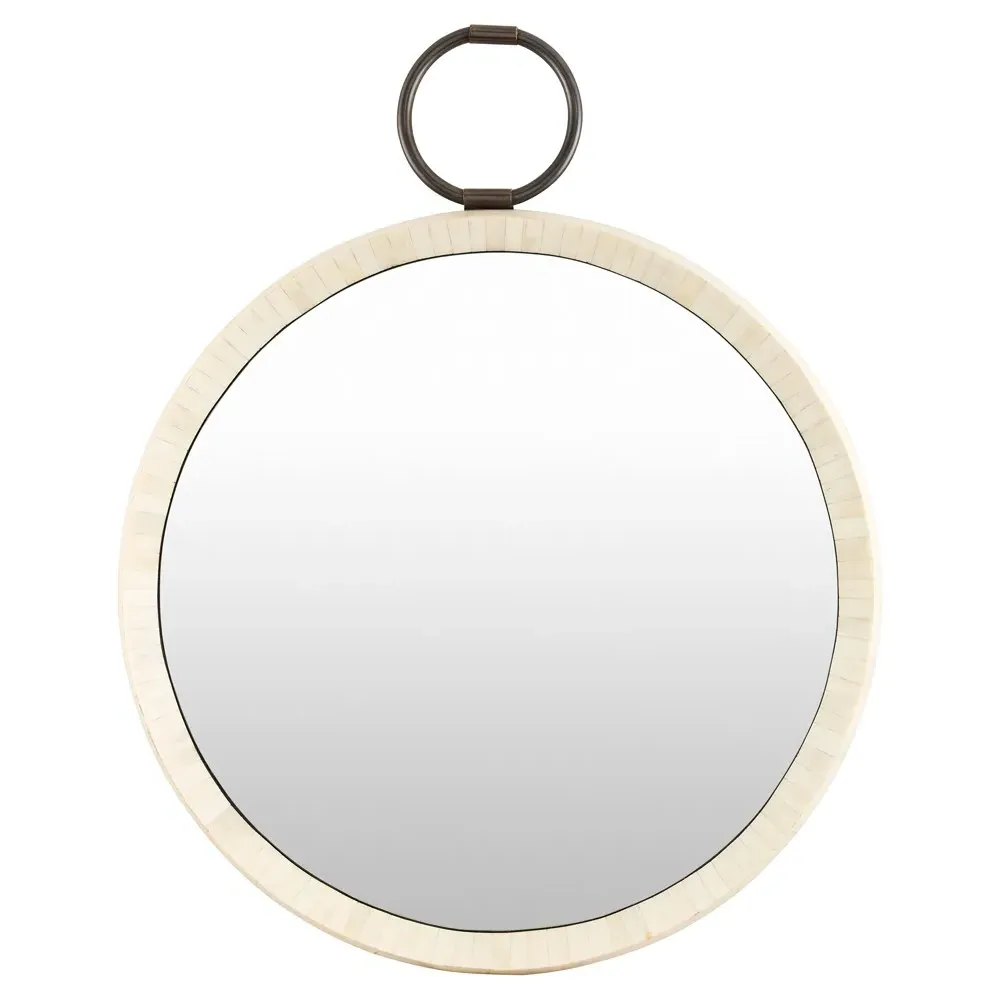 Elara Round Wall Mirror - Cream, Bone image
