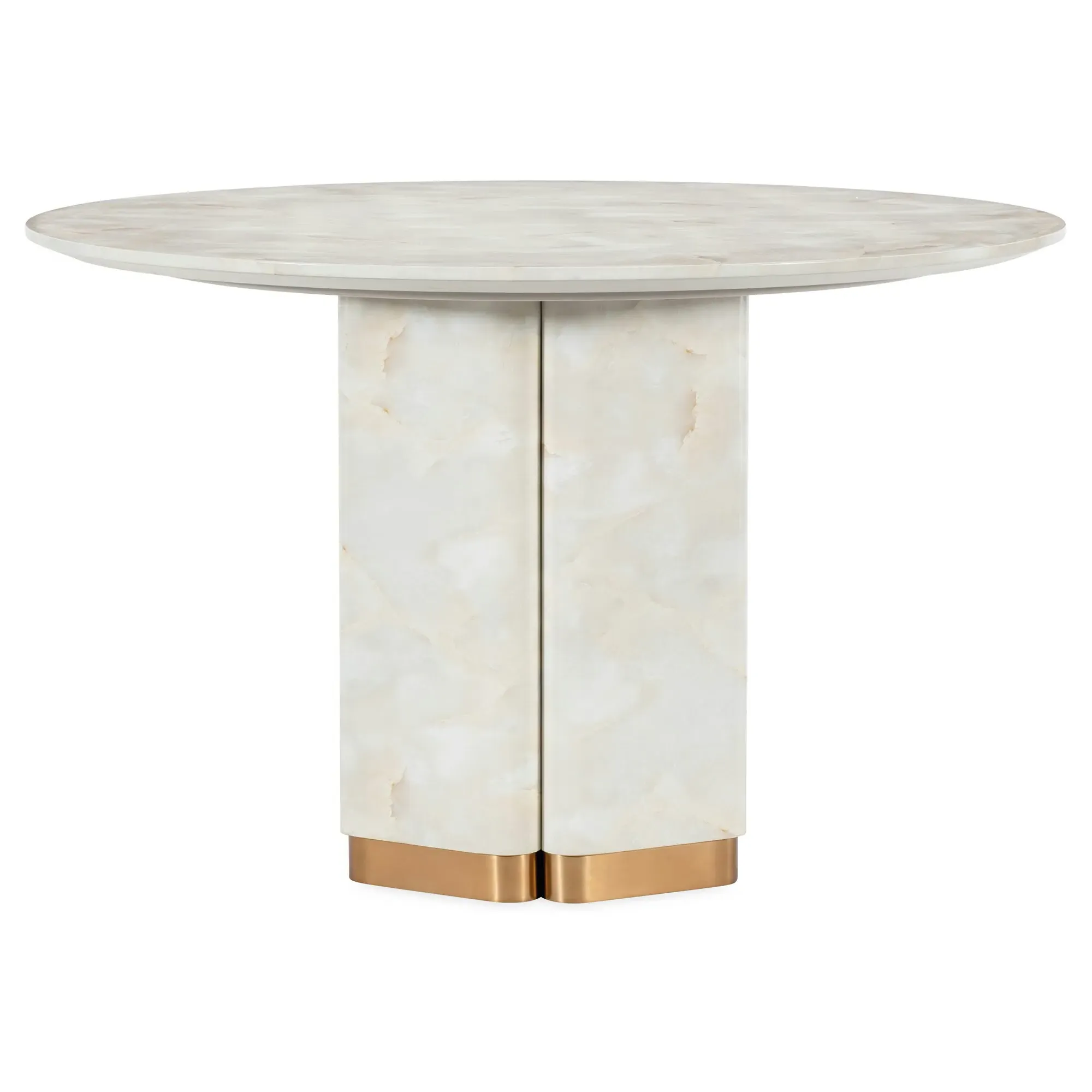 Elaris Round Pedestal Dining Table - Cream, Faux Onyx