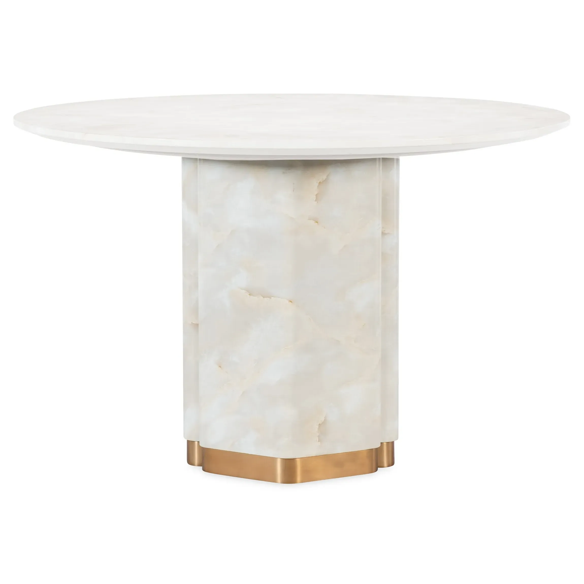 Elaris Round Pedestal Dining Table - Cream, Faux Onyx