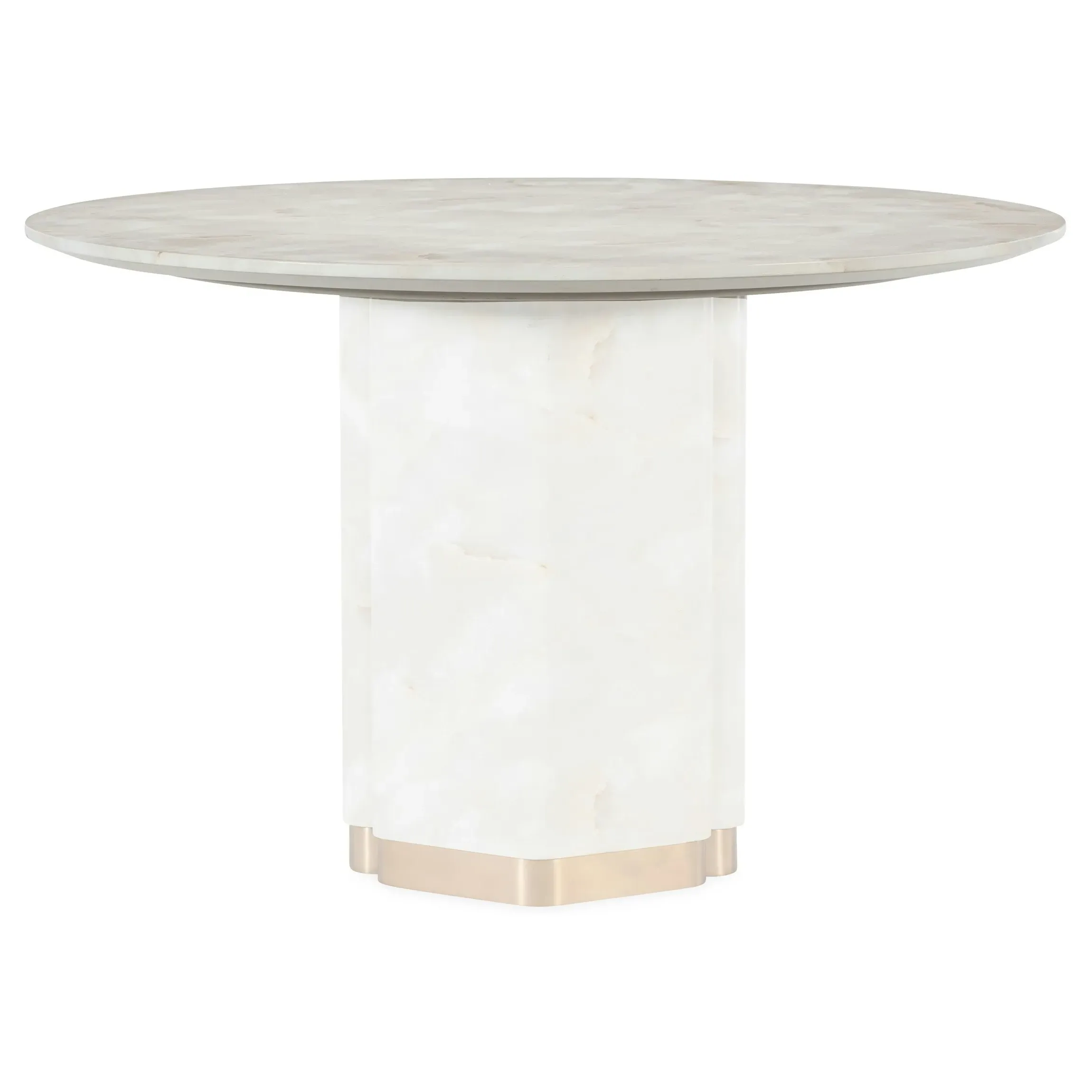 Elaris Round Pedestal Dining Table - Cream, Faux Onyx