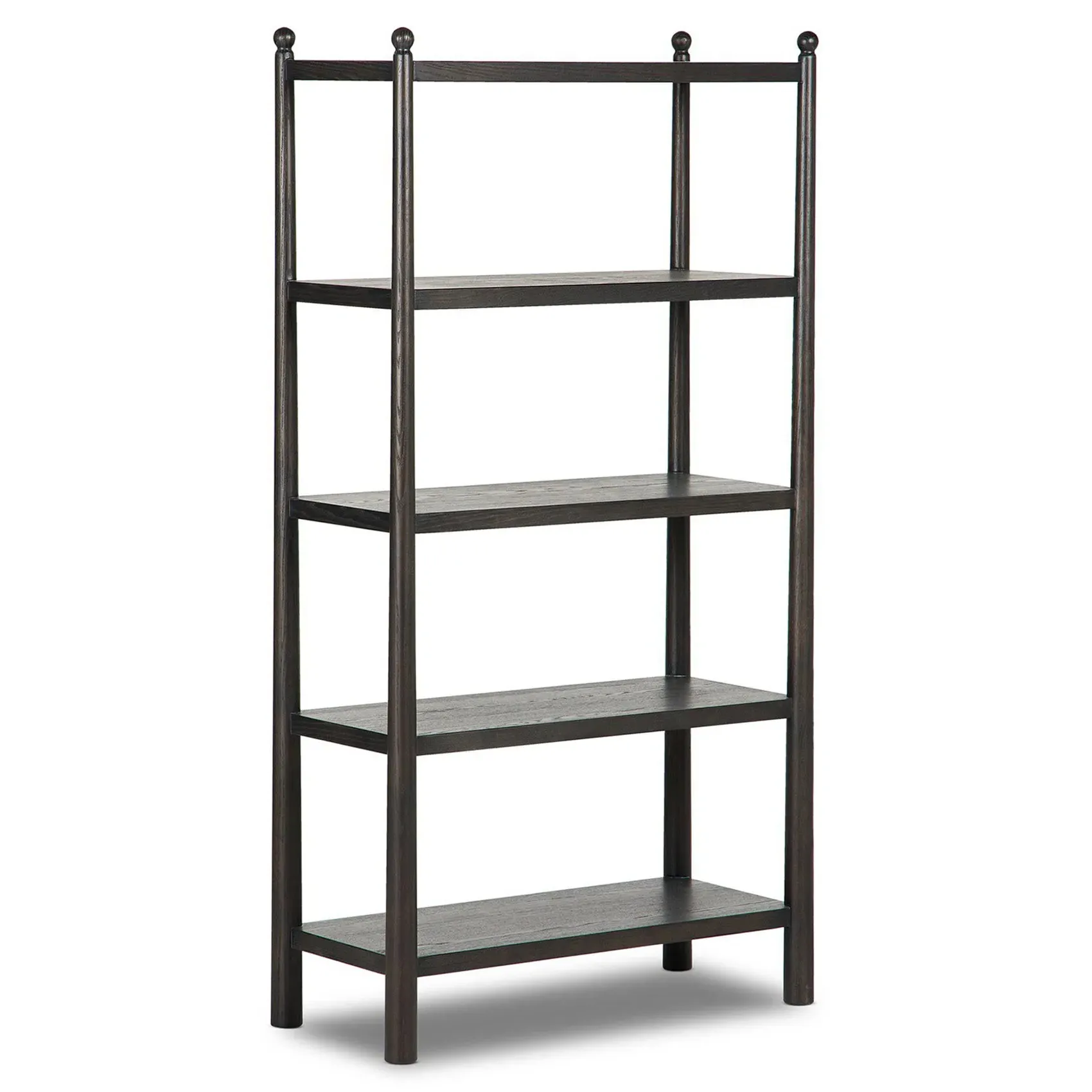 Eldridge Open Bookcase with Ball Detailing - Black, Oak