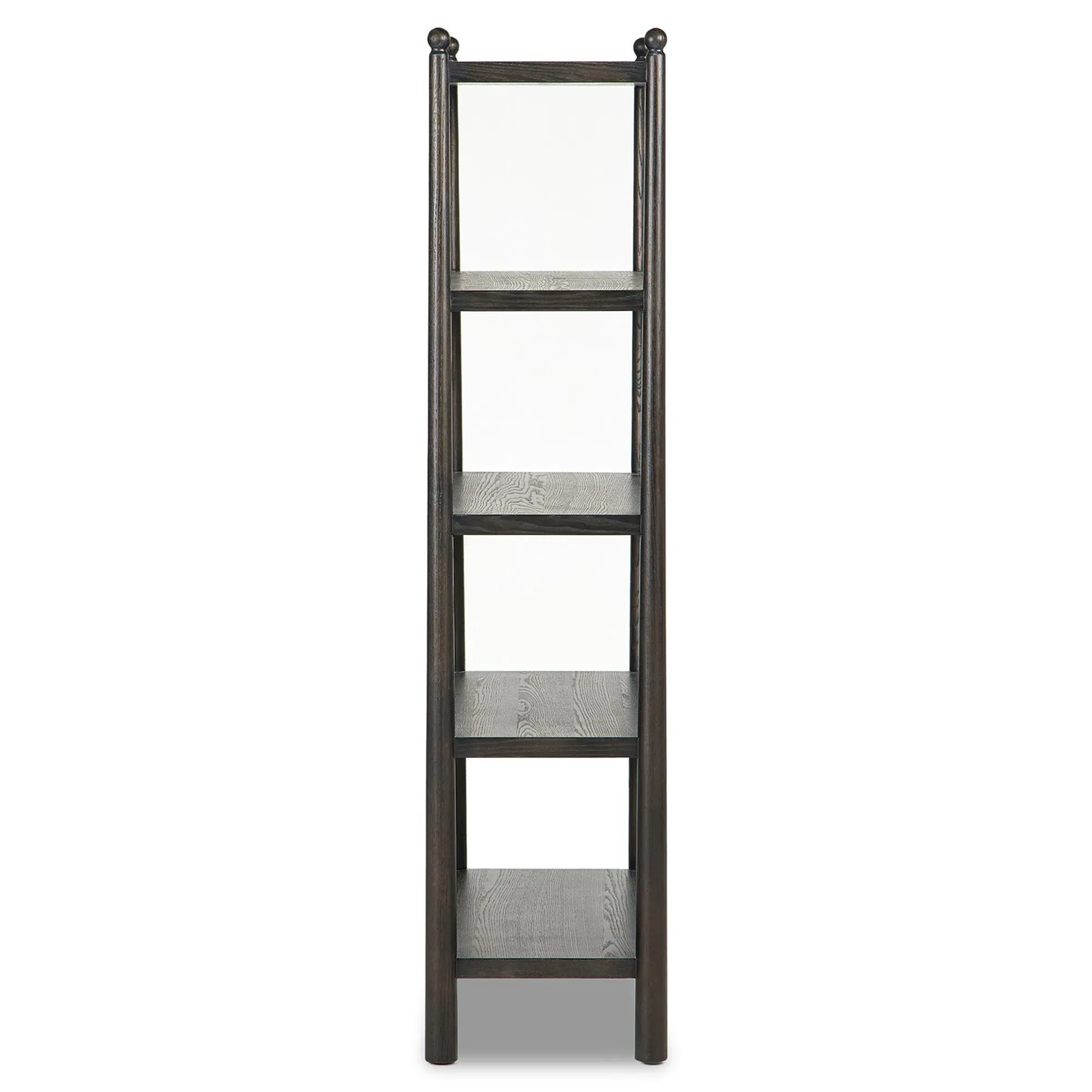 Eldridge Open Bookcase with Ball Detailing - Black, Oak