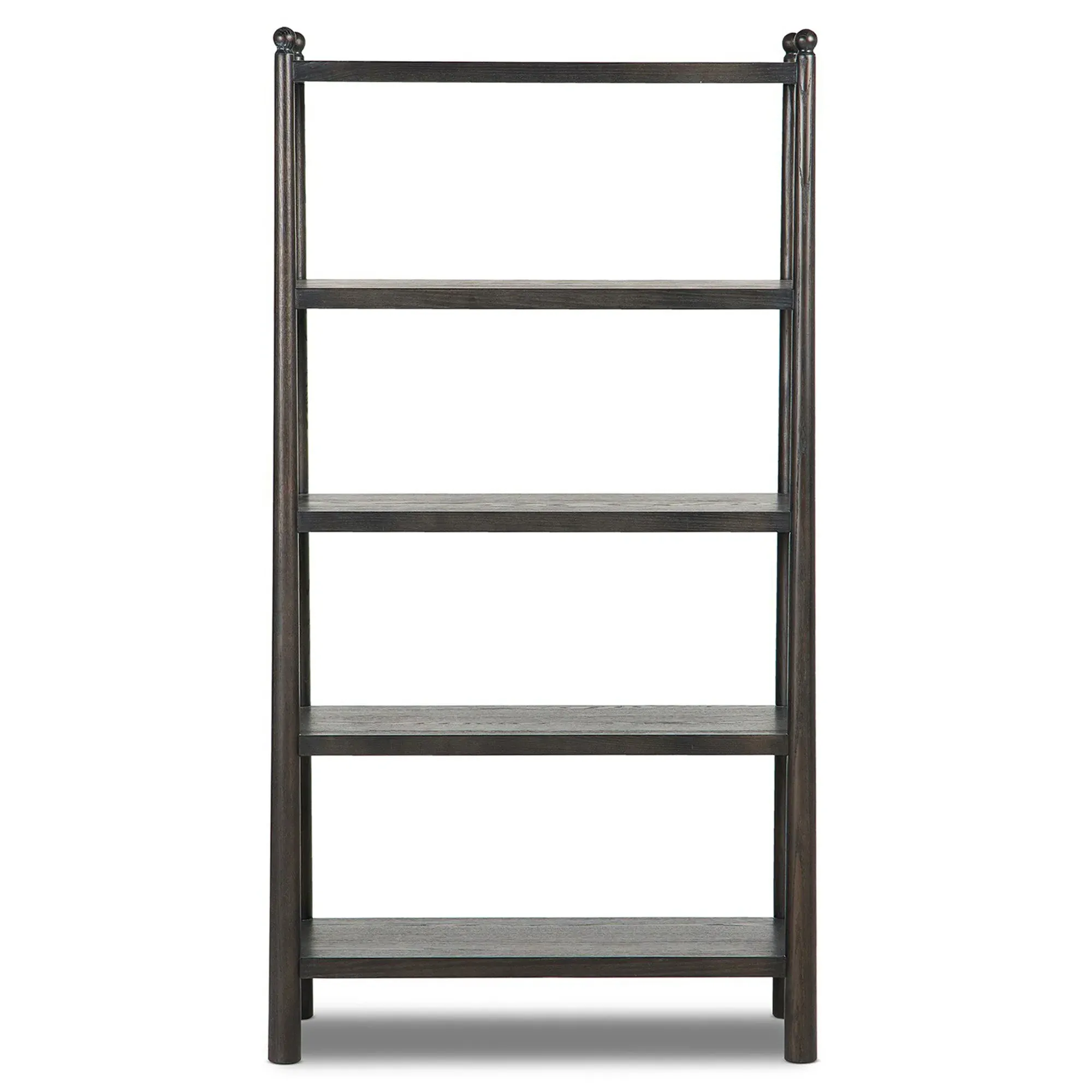 Eldridge Open Bookcase with Ball Detailing - Black, Oak