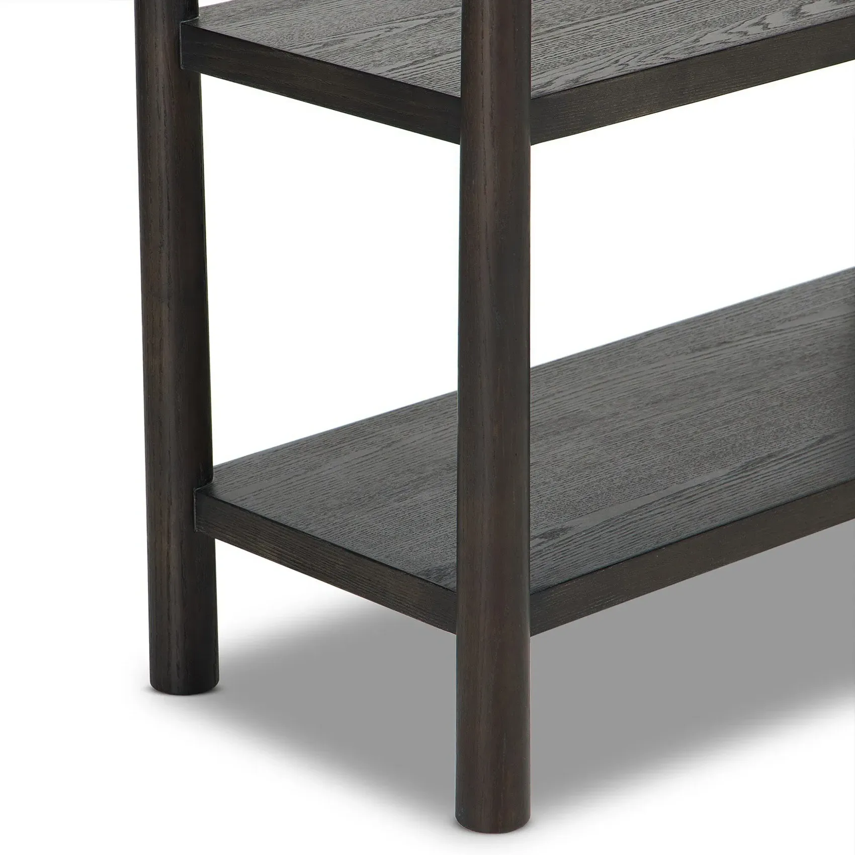 Eldridge Open Bookcase with Ball Detailing - Black, Oak