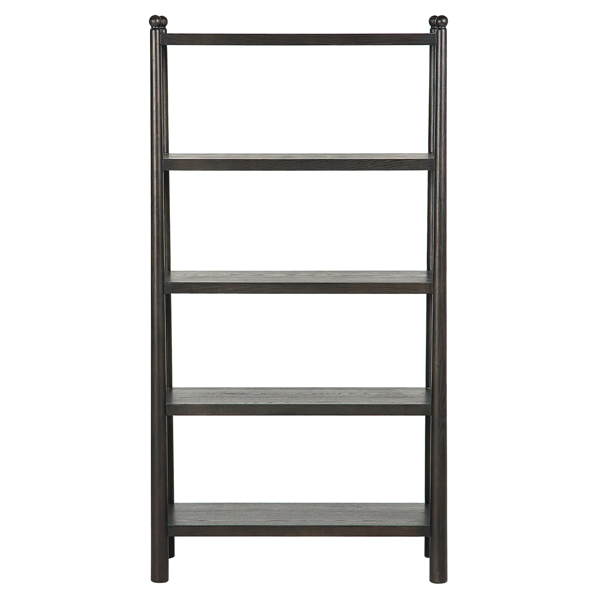 Eldridge Open Bookcase with Ball Detailing - Black, Oak image