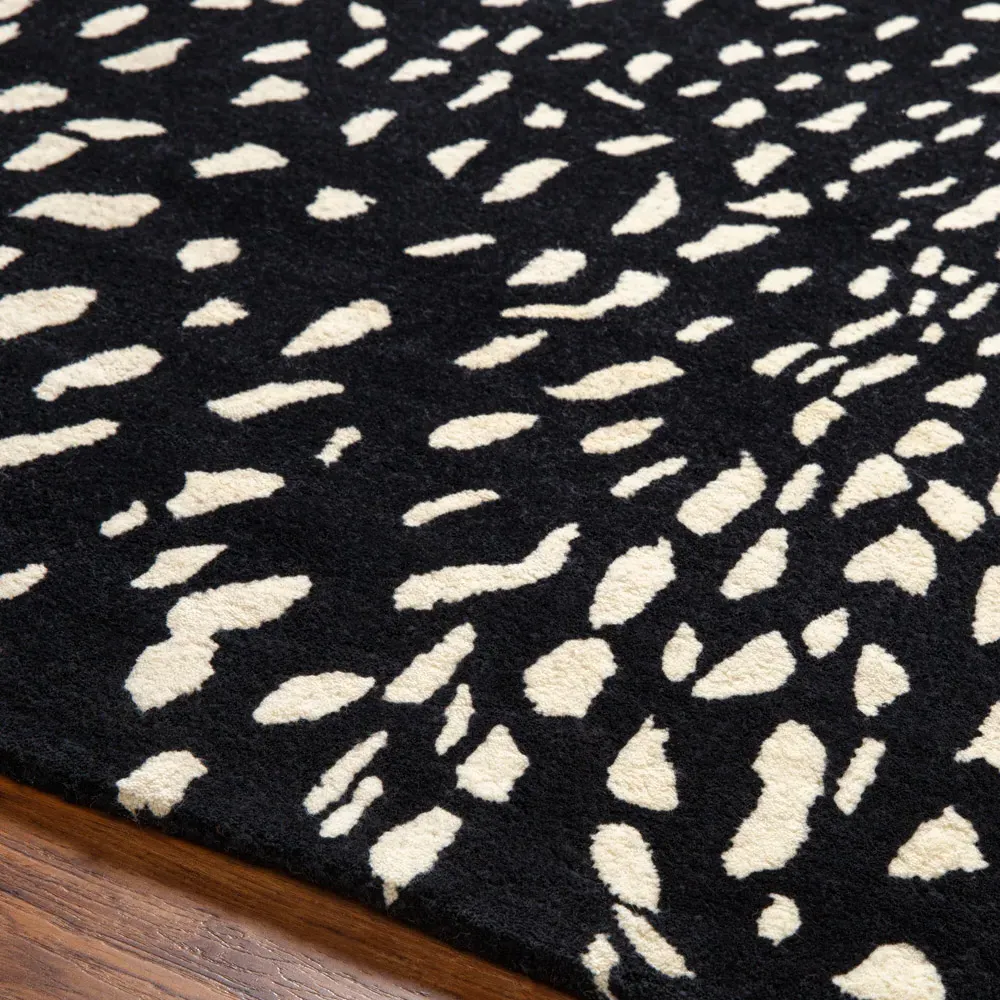 Eleanor Animal Patterned Rug - Black, Wool