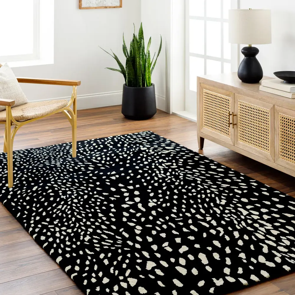Eleanor Animal Patterned Rug - Black, Wool