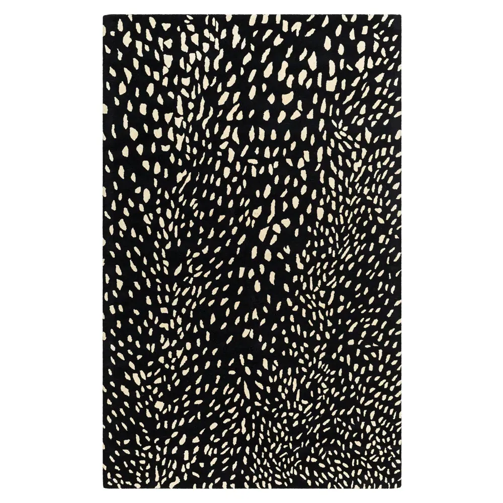 Eleanor Animal Patterned Rug - Black, Wool