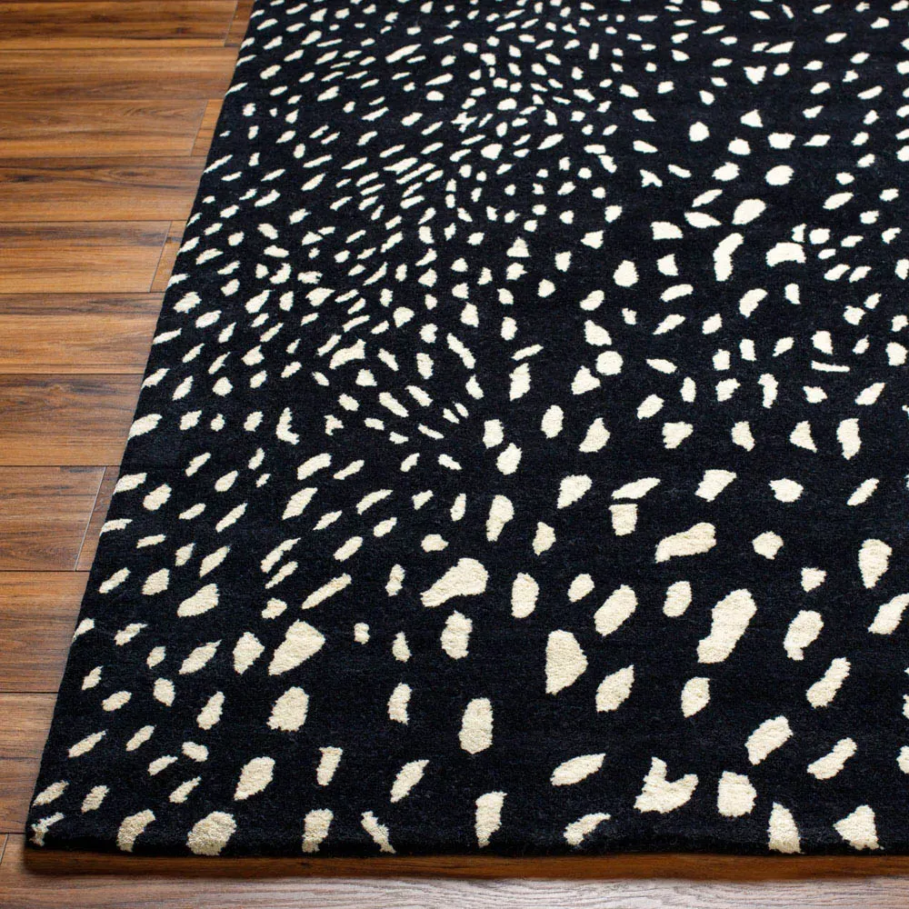 Eleanor Animal Patterned Rug Sample - Black, Wool