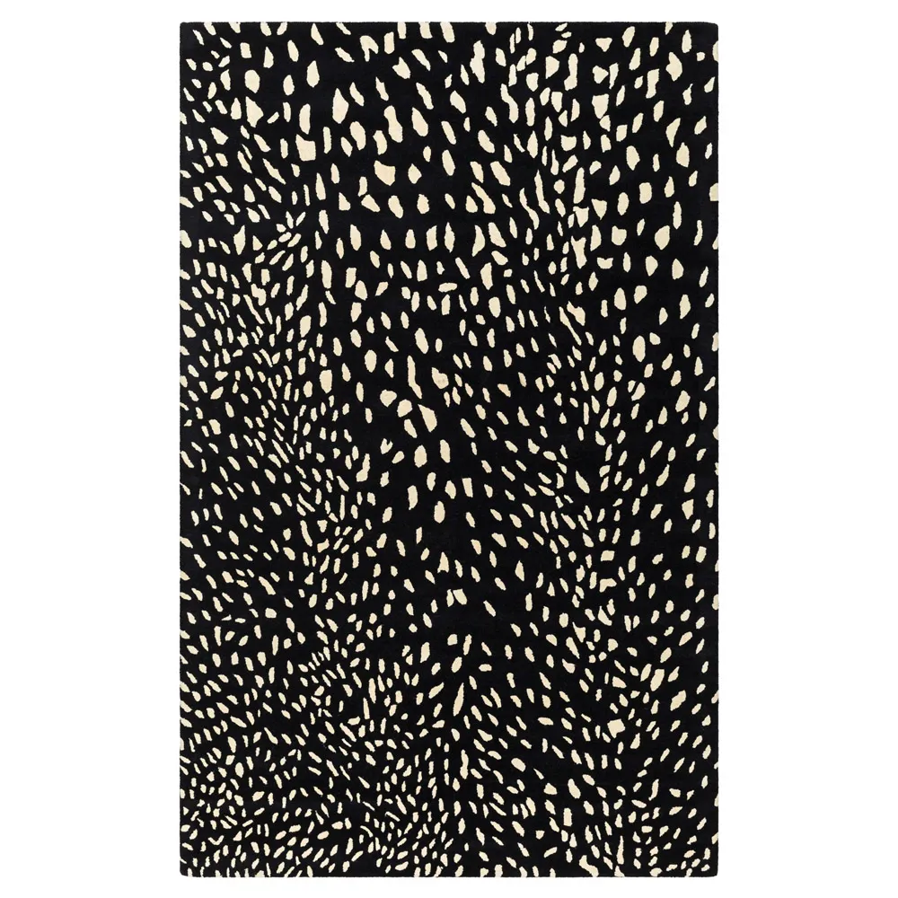 Eleanor Animal Patterned Rug Sample - Black, Wool image